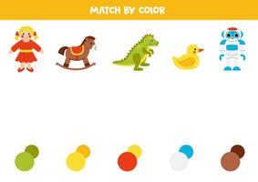 Färg matchande spel för ungar. match leksaker och färger. vektor