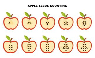 Anzahl alle Apfel Samen. Mathematik Spiel zum Vorschule Kinder. vektor