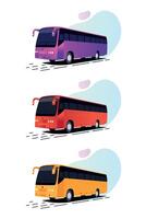 illustration av färgrik bussar med annorlunda färger vektor