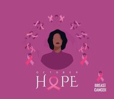 Brust Krebs Bewusstsein Banner Illustration. ein gesichtslos Frau mit ein Rosa Band vektor