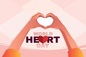 Welt Herz Tag, jung Frauen machen händeförmig Herzen vektor