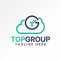 Logo Design Grafik Konzept kreativ Prämie abstrakt Lager Brief Initiale gt oder tg auf Linie Wolke Technik Wetter. verbunden zu Datenbank Prognose vektor