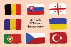 Hand gemalt Land Flagge Euro Gruppen vektor