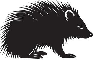 Stachelschwein Silhouette Illustration Weiß Hintergrund vektor