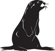 Otter Silhouette Illustration Weiß Hintergrund vektor