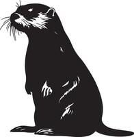 Otter Silhouette Illustration Weiß Hintergrund vektor