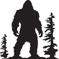 Bigfoot Silhouette Illustration Weiß Hintergrund vektor