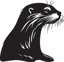 Otter Silhouette Illustration Weiß Hintergrund vektor