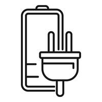 speichern Stecker voll Energie Symbol Gliederung . Acid elektrisch niedrig vektor