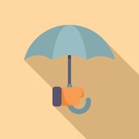 Hand geben Regenschirm Schutz Symbol eben . Unterstützung Sonnenschirm vektor