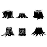 stubbe ikon uppsättning. träd stump illustration tecken samling. trä symbol eller logotyp. vektor