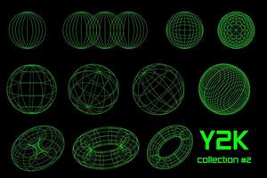 uppsättning linjär svart geometrisk neon syra grön ram figur y2k, 3d . för affisch, baner. vektor