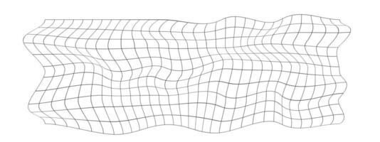 Gittergewebe Kette Textur. verzerrt Netz. Rechteck Netz mit Verformung. kariert Muster mit Optik Illusion Wirkung. gebogen Gitter Oberfläche isoliert auf Weiß Hintergrund. vektor