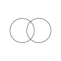 otline venn diagram med 2 överlappade cirklar. matematisk eller logisk relation mellan annorlunda grupper av saker. mall för analys schema isolerat på vit bakgrund. vektor