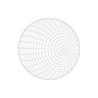 3d sfär trådram. planet jord modell. sfärisk form. rutnät boll isolerat på vit bakgrund. klot figur med longitud och latitud, parallell och meridian rader. vektor