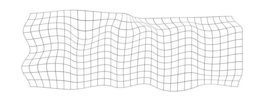 verzerrt Gitter Textur. gekrümmt Netz. verzogen Gittergewebe Oberfläche isoliert auf Weiß Hintergrund. kariert Muster Verformung. gebogen Gitter Wirkung. vektor