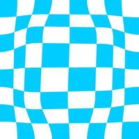 förvrängd schackbräde. yr mönster med skev blå och vit rutor. psychedelic rutig optisk illusion. trippy checkerboard yta. vektor