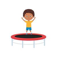 süßer kleiner Junge Afro im Trampolin-Sprungspiel vektor