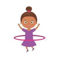 söt liten flicka afro spelar hula hula isolerade ikon vektor