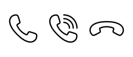 Telefon, Hörer, Telefon Symbol einstellen im Linie Stil. Kontakt uns Konzept vektor