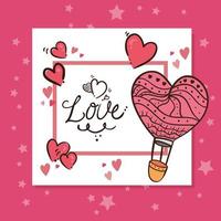 Valentinstagskarte mit Liebesbeschriftung und Dekoration vektor
