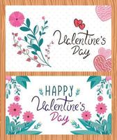 Set Karten zum Valentinstag mit Dekoration vektor