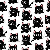 söt svart kattunge sömlös mönster vektor