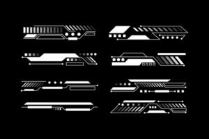 hud futuristisch Header und Fusszeile Elemente einstellen zum ui Infografik. abstrakt Zukunft Cyber Hologramm Bar gestalten Illustration vektor