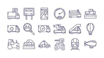 isolierte Fahrzeuge Icon Set Vektordesign vektor