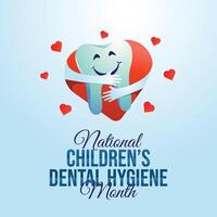 National Kinder Dental Gesundheit Monat Design Vorlage. Dental Gesundheit Illustration. eps 10. eben Design. vektor