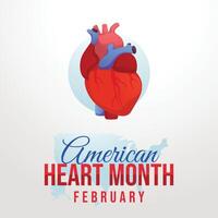 amerikan hjärta månad design mall. hjärta platt design och ikon. eps 10. vektor