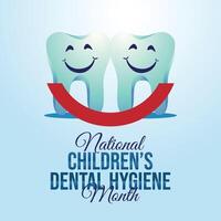 nationell barns dental hälsa månad design mall. dental hälsa illustration. eps 10. platt design. vektor