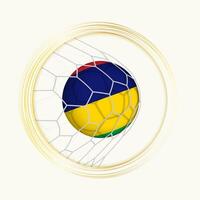 Mauritius Wertung Ziel, abstrakt Fußball Symbol mit Illustration von Mauritius Ball im Fußball Netz. vektor