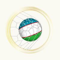 Usbekistan Wertung Ziel, abstrakt Fußball Symbol mit Illustration von Usbekistan Ball im Fußball Netz. vektor