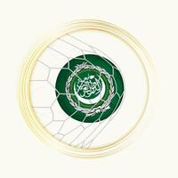 arab liga scoring mål, abstrakt fotboll symbol med illustration av arab liga boll i fotboll netto. vektor
