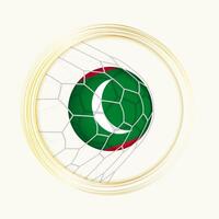 Malediven Wertung Ziel, abstrakt Fußball Symbol mit Illustration von Malediven Ball im Fußball Netz. vektor