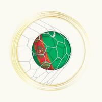 Turkmenistan Wertung Ziel, abstrakt Fußball Symbol mit Illustration von Turkmenistan Ball im Fußball Netz. vektor