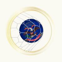 Norden Dakota Wertung Ziel, abstrakt Fußball Symbol mit Illustration von Norden Dakota Ball im Fußball Netz. vektor