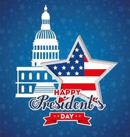 Stern und Hauptstadt von USA Happy Presidents Day Vector Design