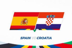 Spanien vs. Kroatien im Fußball Wettbewerb, Gruppe b. gegen Symbol auf Fußball Hintergrund. vektor