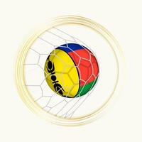 Neu Kaledonien Wertung Ziel, abstrakt Fußball Symbol mit Illustration von Neu Kaledonien Ball im Fußball Netz. vektor