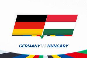 Deutschland vs. Ungarn im Fußball Wettbewerb, Gruppe a. gegen Symbol auf Fußball Hintergrund. vektor
