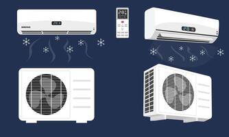 Luft Klimaanlage. Zuhause Gerät. elektrisch Ausrüstung. eben im Karikatur Stil isoliert auf Weiß Hintergrund. vektor