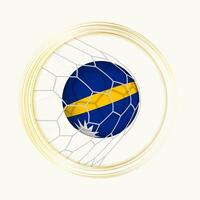 nauru scoring mål, abstrakt fotboll symbol med illustration av nauru boll i fotboll netto. vektor