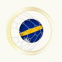 Nauru Wertung Ziel, abstrakt Fußball Symbol mit Illustration von Nauru Ball im Fußball Netz. vektor