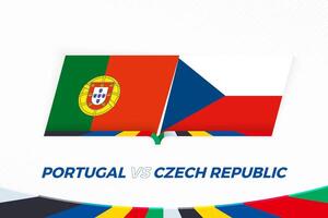 Portugal vs. Tschechisch Republik im Fußball Wettbewerb, Gruppe f. gegen Symbol auf Fußball Hintergrund. vektor
