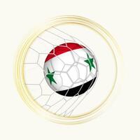 syrien scoring mål, abstrakt fotboll symbol med illustration av syrien boll i fotboll netto. vektor