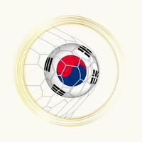 söder korea scoring mål, abstrakt fotboll symbol med illustration av söder korea boll i fotboll netto. vektor