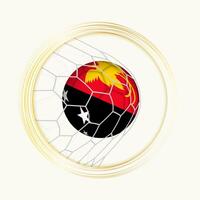 papua ny guinea scoring mål, abstrakt fotboll symbol med illustration av papua ny guinea boll i fotboll netto. vektor