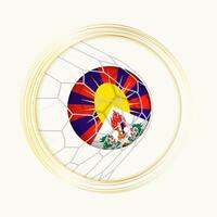 Tibet Wertung Ziel, abstrakt Fußball Symbol mit Illustration von Tibet Ball im Fußball Netz. vektor